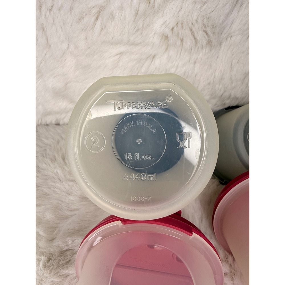 Tupperware Lot of 5 Containers Pink Parmesan Containers & Purple Black Canisters - Picture 3 of 7
